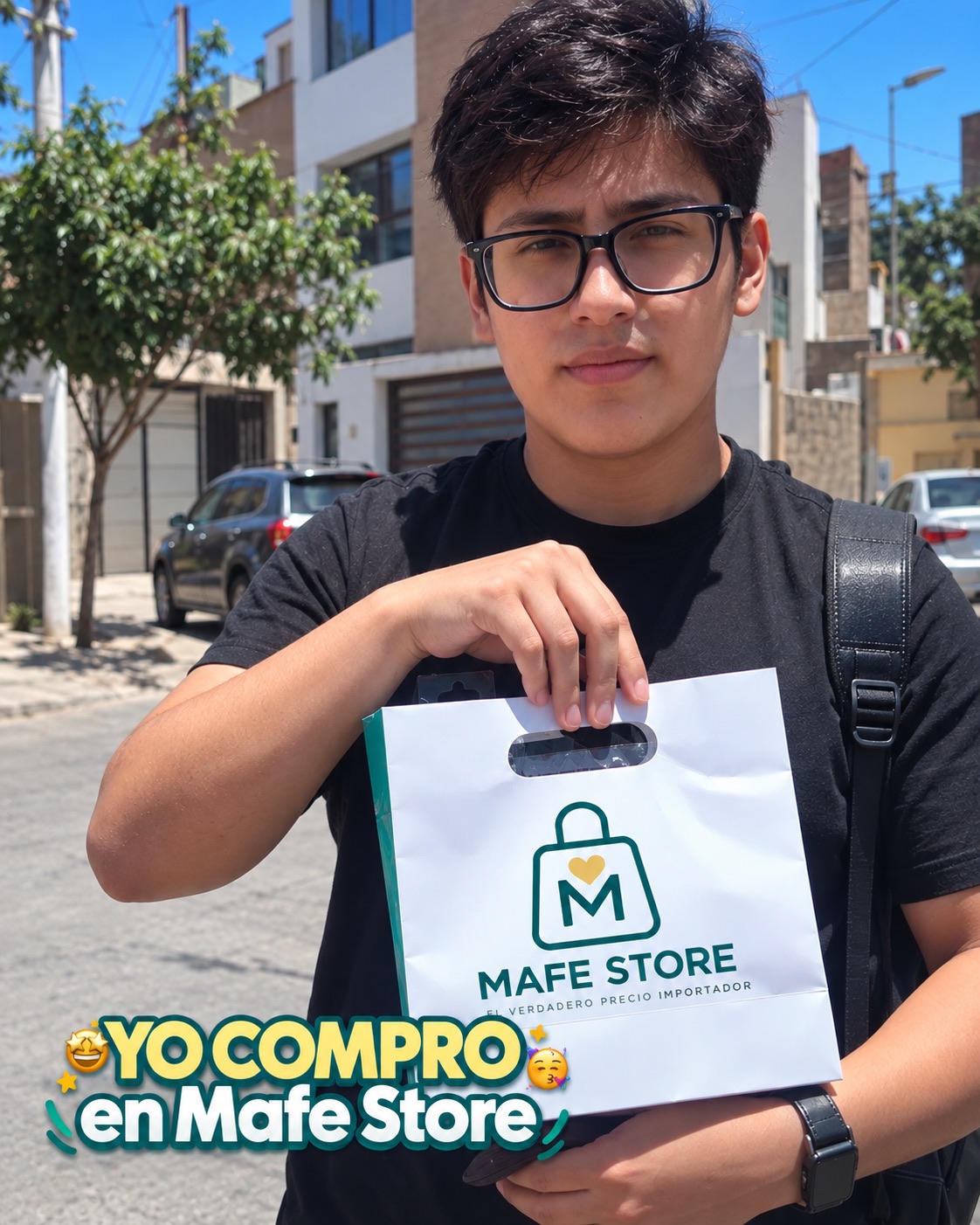 Cliente de Mafe Store con su compra