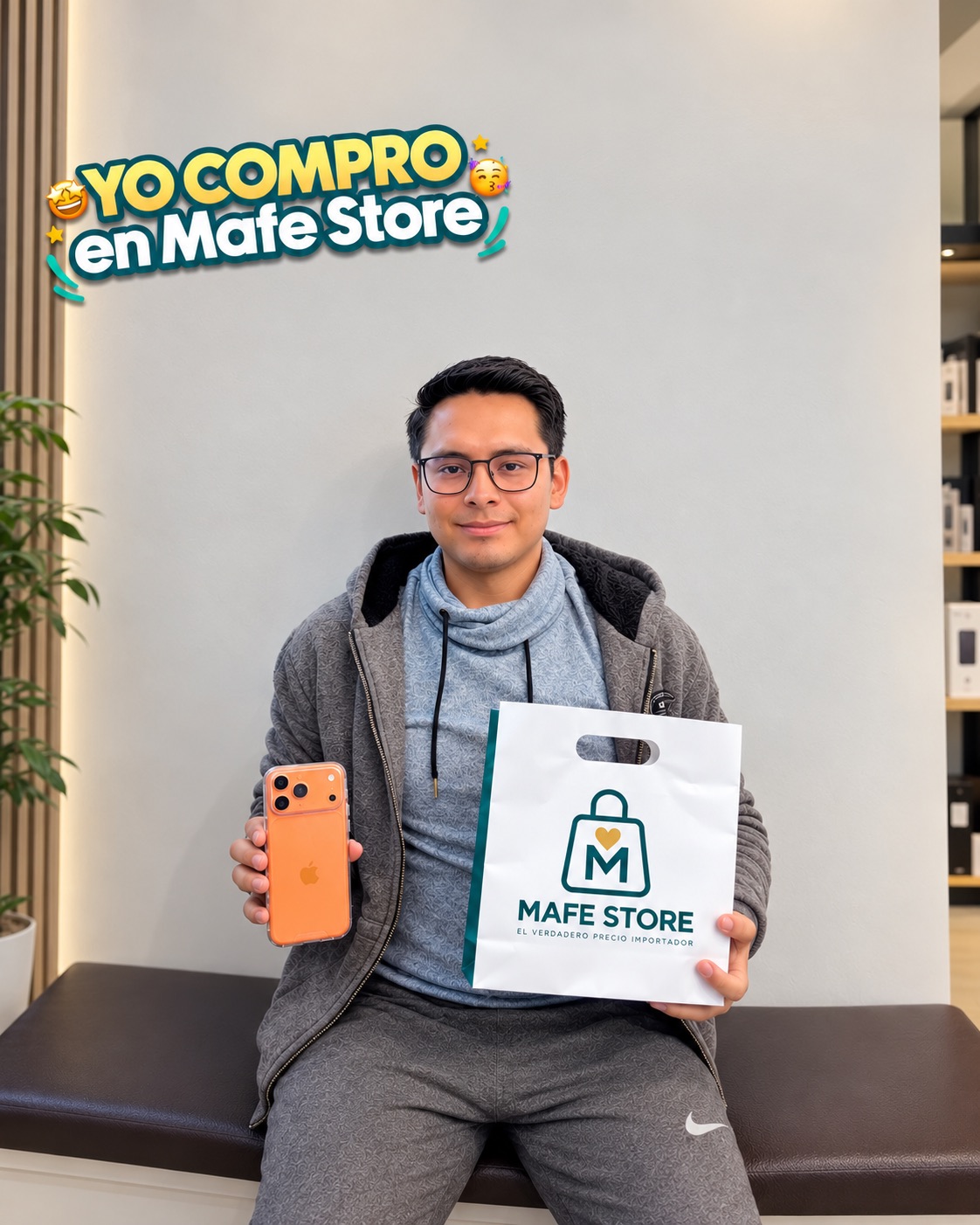 Cliente de Mafe Store con su compra